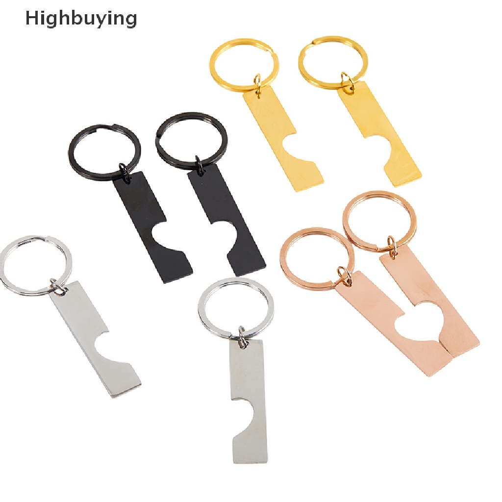 Hbid 2PCS Stainless Steel Puzzle Keychain Splice Love Gantungan Kunci Untuk Mengukir Metal Jig Keychain High Polished Mirror Polished Glory