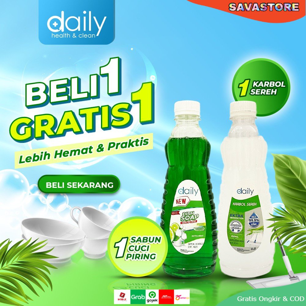 PROMO BELI 1 GRATIS 1  KARBOL SEREH - SABUN CUCI PIRING 450ml