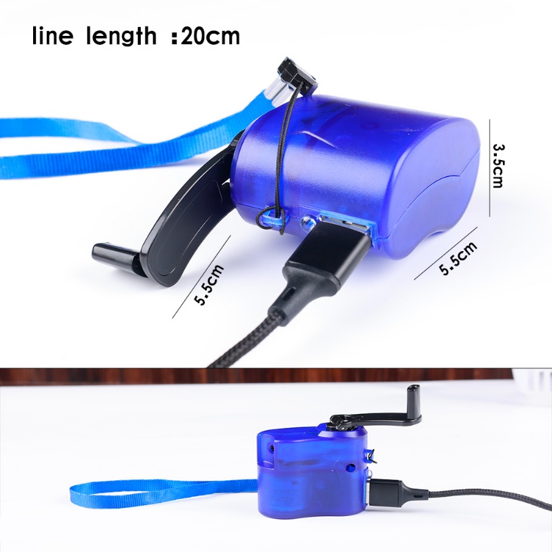 Usb Hand-Crank Charger Handphone Portable Charger Manual Mini Outdoor Siaga Power Supply Camping Emergency Power Generator Charger Hp