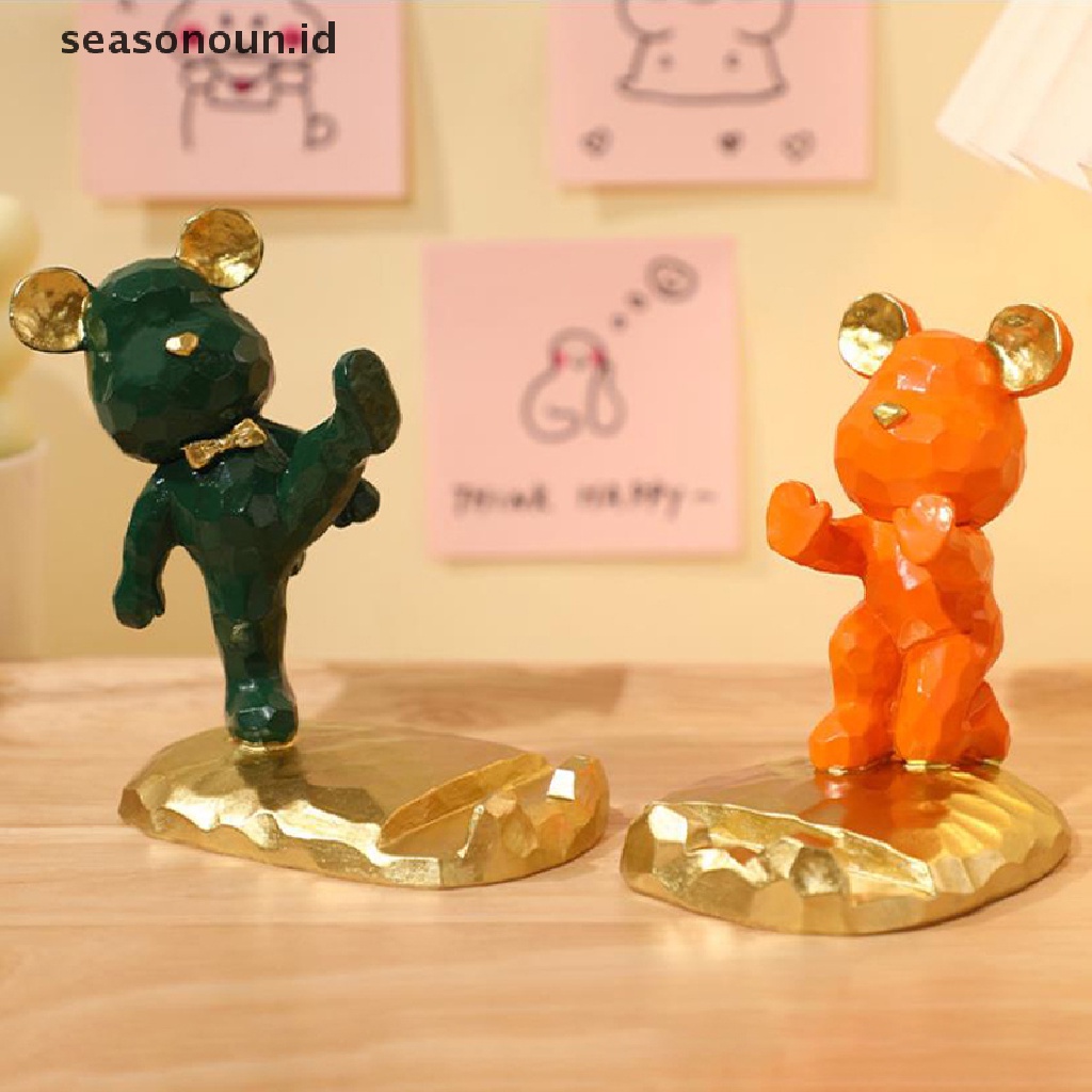 Seasonoun Cute Bear Phone Stand Untuk Dekorasi Desktop Universal Desktop Phone Stand Untuk Semua Tablet Smartphone Handphone.