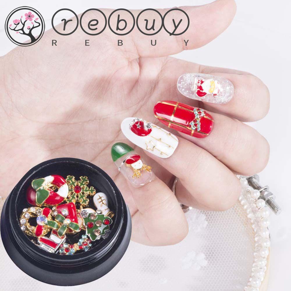 Perhiasan Kuku Bahan Logam Warna-Warni Bentuk Kaos Kaki Snowflake Pohon Natal Untuk Dekorasi Nail Art