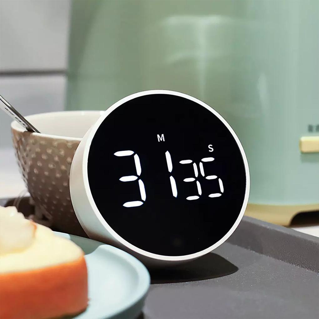 Rotary Kitchen Timer LED Layar Penuh Digital Belajar Belajar Stopwatch Portable Manual Running Olahraga Alarm Pengingat Waktu