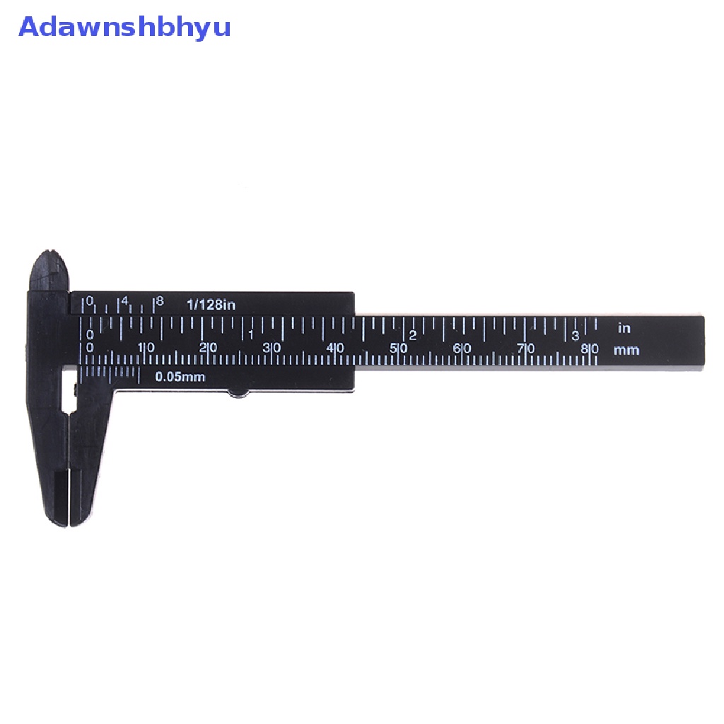 Adhyu 1pc Mini sliding vernier caliper Plastik Ukur Penggaris gauge double scale 80mm ID