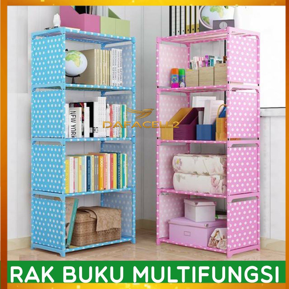 Rak Buku Serbaguna 5 Tingkat 4 Susun Rak Buku Portable Lemari Plastik SERBAGUNA