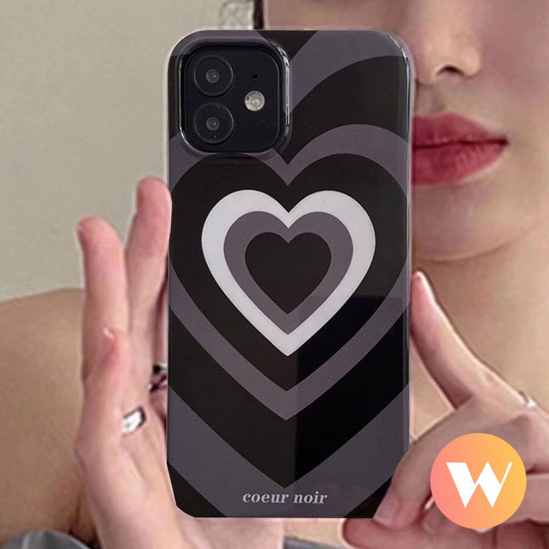 IPHONE Ins Fashion Cinta Hati Glossy Case Kompatibel Untuk Iphone11 13 14 12 Pro Max7 8 Plus X XR XS Max SE 2020 Perlindungan Kamera Tahan Guncangan Lembut Penutup Belakang