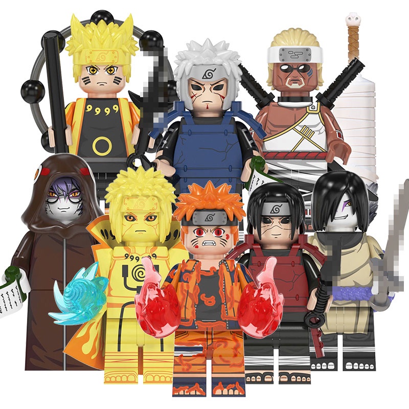 Naruto Series Uzumaki Naruto, Orochimaru, Reincarnation Kotor, Kolom Tangan Seribu, Mainan Blok Bangunan Angka Mini