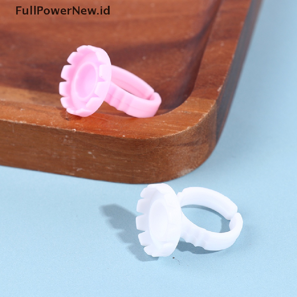 Power 100Pcs Cincin Ekstensi Bulu Mata Sekali Pakai Lem Lash Fan Cup Finger Holder Fans ID