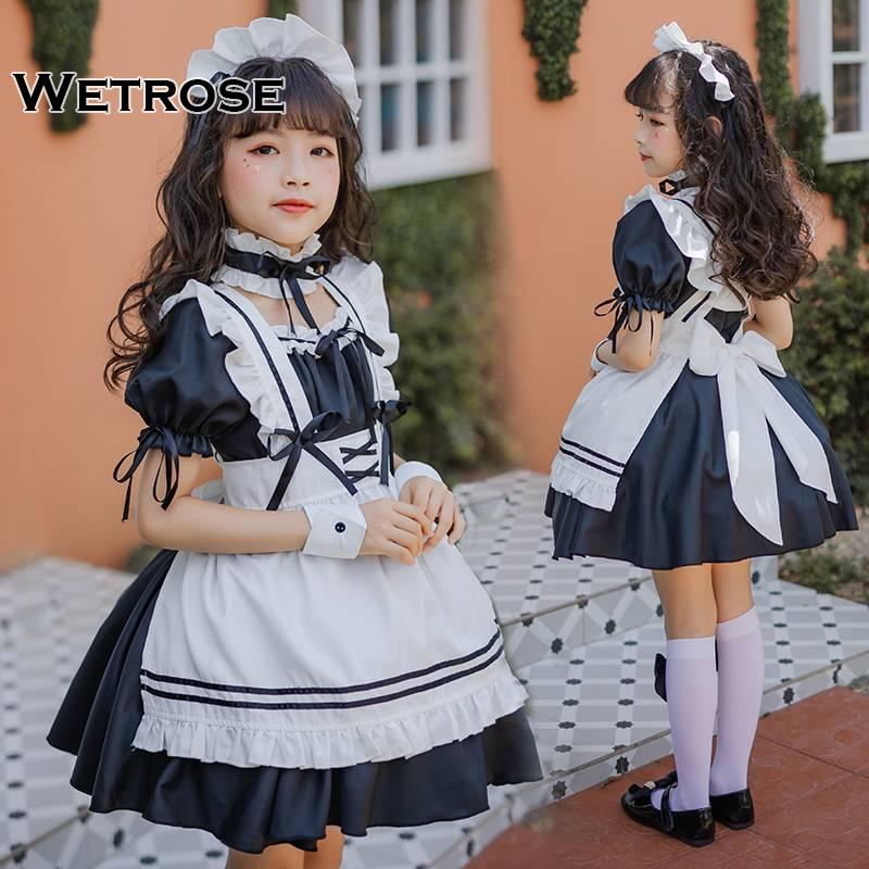 【Wetrose】Ready Stock Cute Soft Girl Anak Cewek Gadis Muda Japanese Lolita Maid Costume Cosplay Anime Dress Suit Set