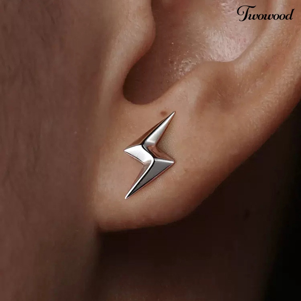 Twowood 1Pc/1pasang Ear Studs Personality Tindik Tiga Dimensi Kelas Tinggi Geometris Hias Nikel Gratis Pria Keren Keren Anting-Anting Perhiasan Aksesori