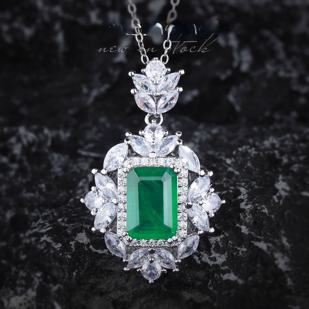 Goldkingdom Fashion Perhiasan Aksesoris Ready Stock Hidup Populer Kristal Band Katun Zamrud Kalung Columbia Berlian Hijau Cincin Terbuka Warna-Warni Harta Set
