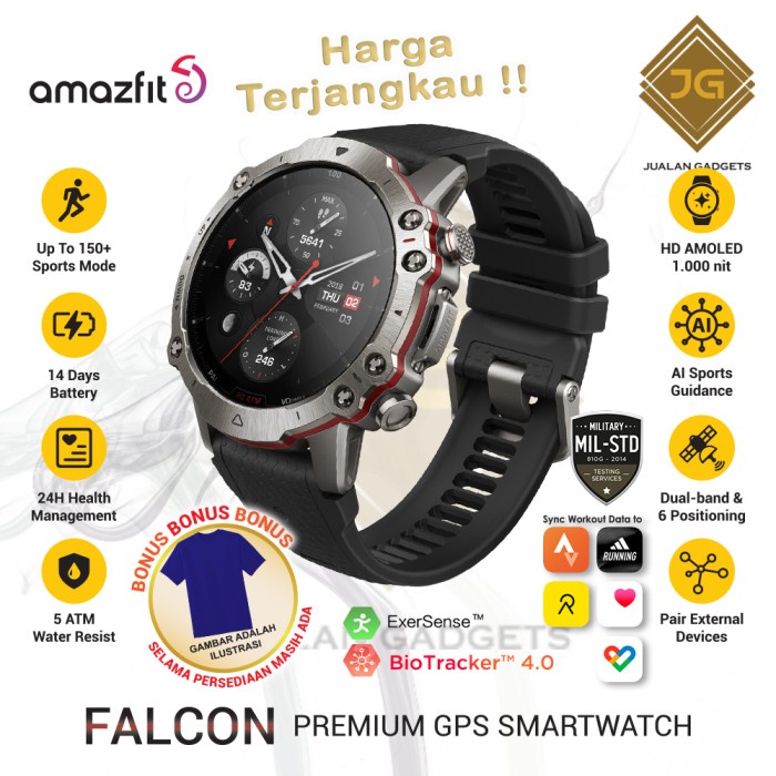 Amazfit Falcon Smartwatch Titanium Body Military Grade - Garansi Resmi - Black