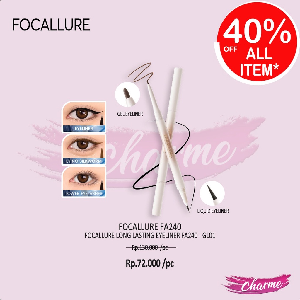 (READY &amp; ORI) FOCALLURE 2 IN 1 LONG LASTING LIQUID &amp; GEL EYELINER  MODERN URBAN FA240 FA 240