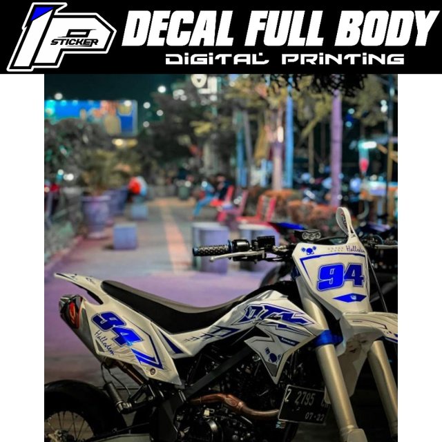 DECAL KLX DTRACKER PUTIH BIRU BAHAN MAXDECAL BISA CUSTOM