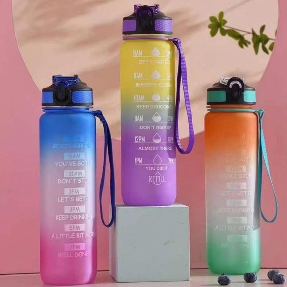 Solighter Botol Air Minum Portable Travel 1liter Olahraga Outdoor Dengan Pembuat Waktu