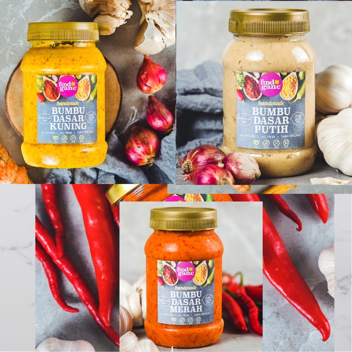 

[Ready-Stock] Bumbu dasar putih / kuning / merah botol plastik 250ml foodganic - Plastik Putih
