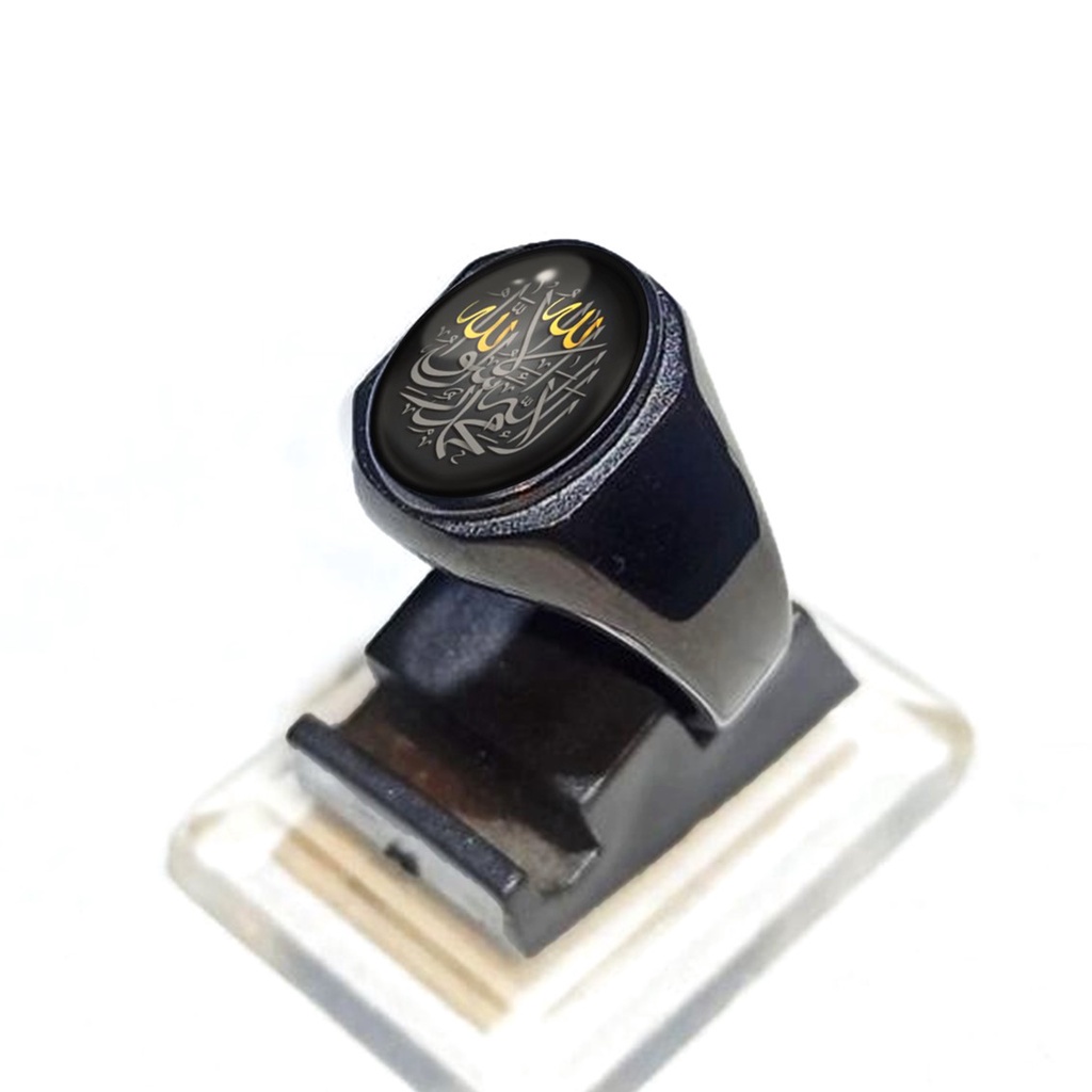 CINCIN TAUHID LAFADZ ALLAH ISLAM PRIA MODEL AKIK SEGI 8 KACA CEMBUNG BAHAN PREMIUM TITANIUM ANTI KARAT TIDAK LUNTUR