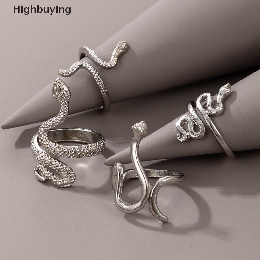 Hbid 4Pcs Cincin Ular Set Wanita Anillo Bagues Perhiasan Gadis Remaja Accesories Hadiah Glory