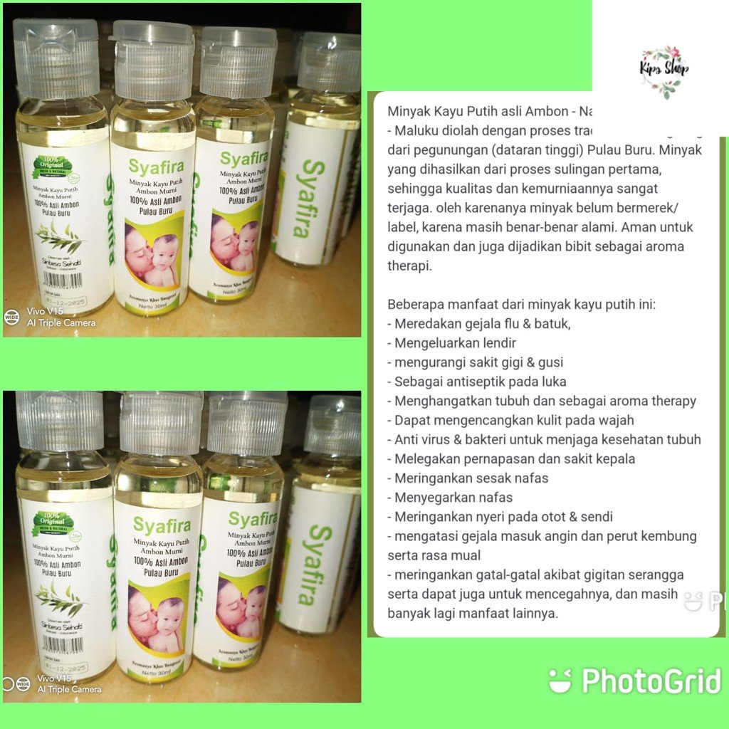 

Minyak kayu putih ambon (Syafira) murni 100% asli ambon pulau buru netto 30ml