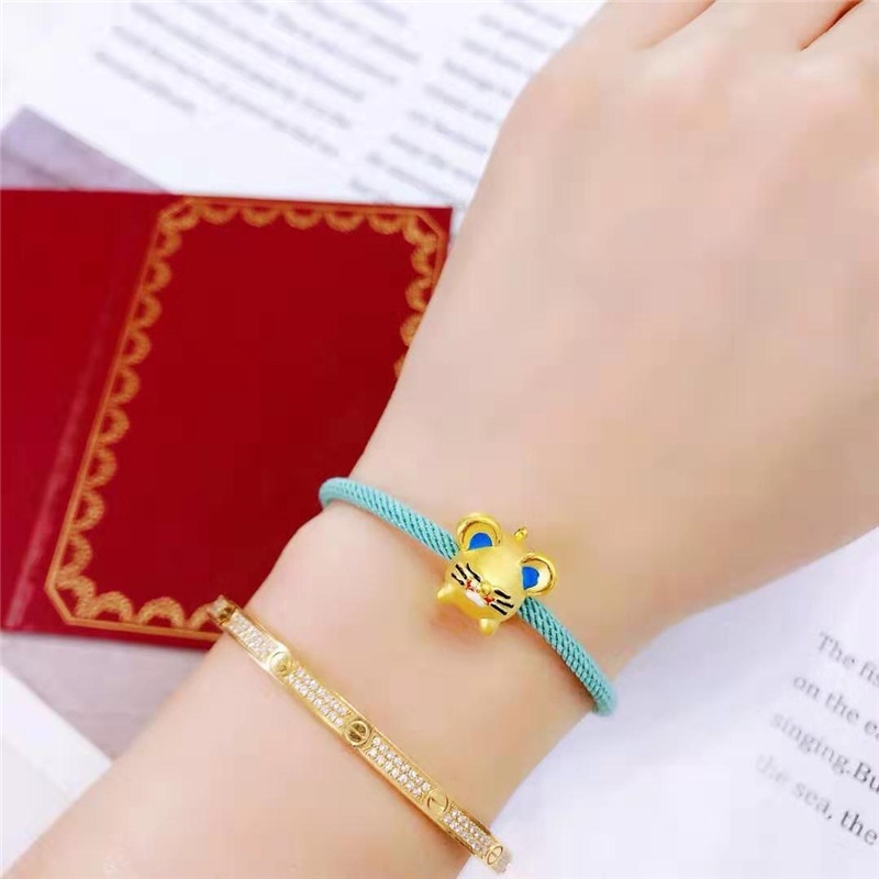 Goldkingdom Aksesoris Perhiasan Fashion Ready Stock Abrasive Lapis Emas Asli Kadar 375 Gold Dipernis Lucu12 Zodiak Transportasi Mutiara Sanhe Lu Tong Honmei Nian Gelang Pria Dan Wanita