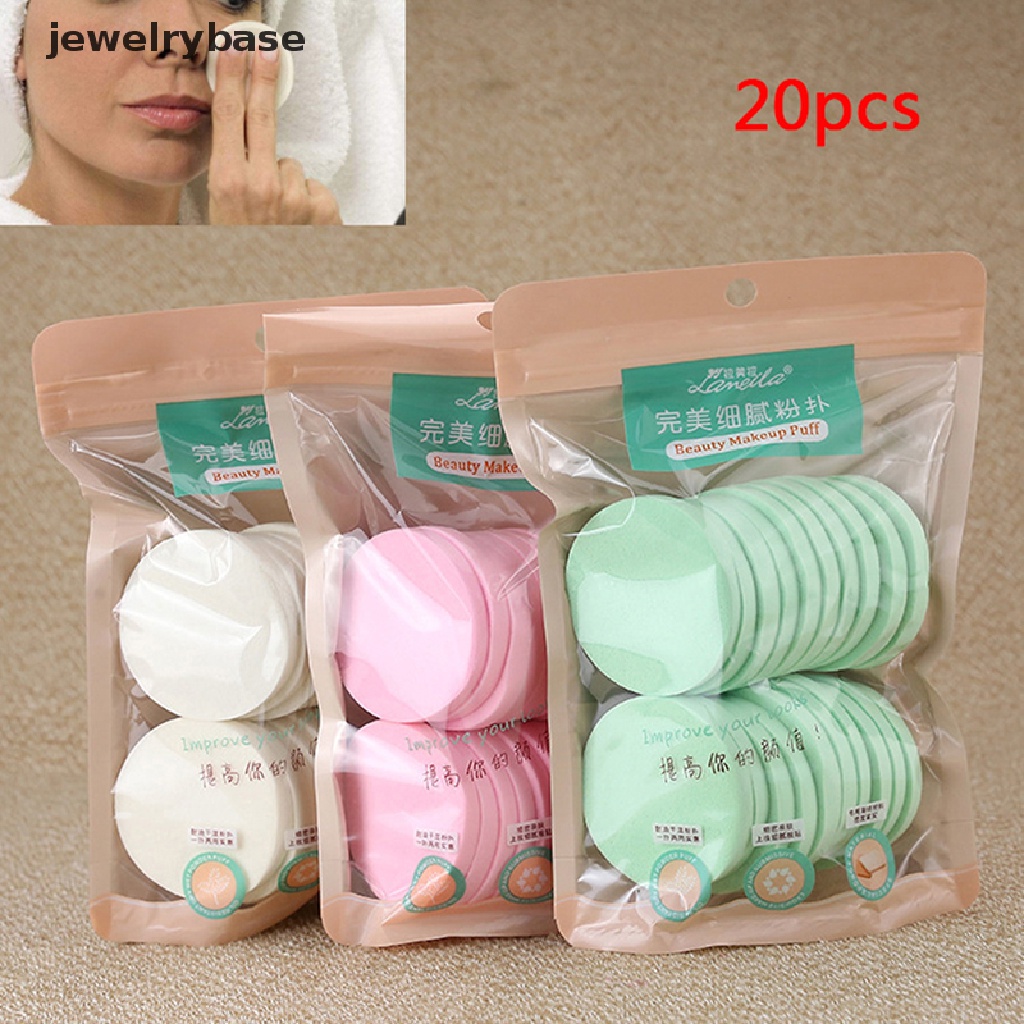 [jewelrybase] 20pcs Spons Pembersih Lembut Alami Cuci Muka Puff Facial Cleaning Pad Tools New  Butik