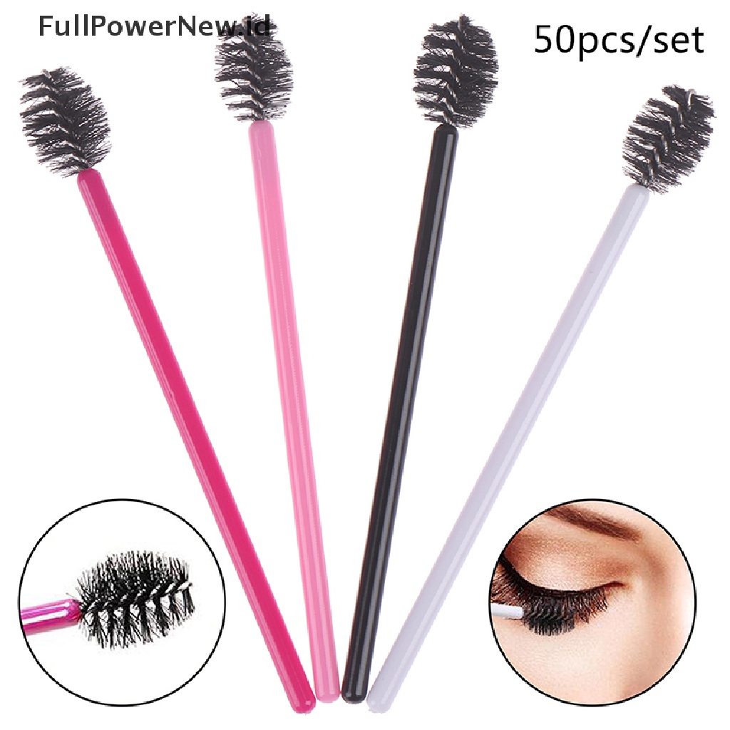 Power 50pcs Sisir Sikat Bulu Mata Sekali Pakai Maskara Tongkat Eye Lashes Extension Aplicator ID