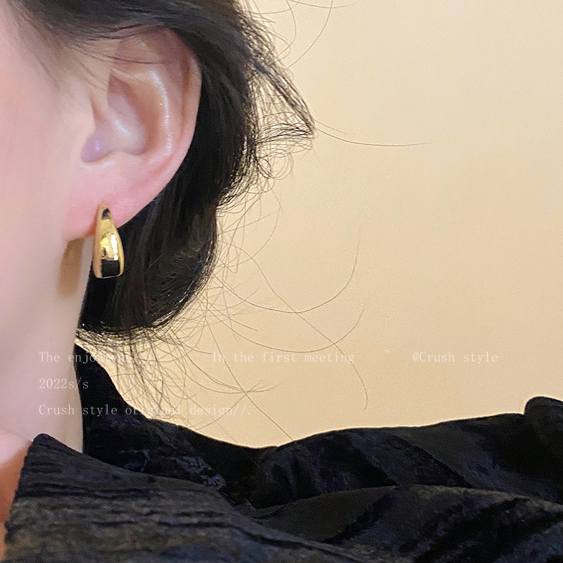 French Geometric Water-drop Hoop Earrings Berkilau Oval Anting Emas Perak Untuk Aksesoris Perhiasan Wanita