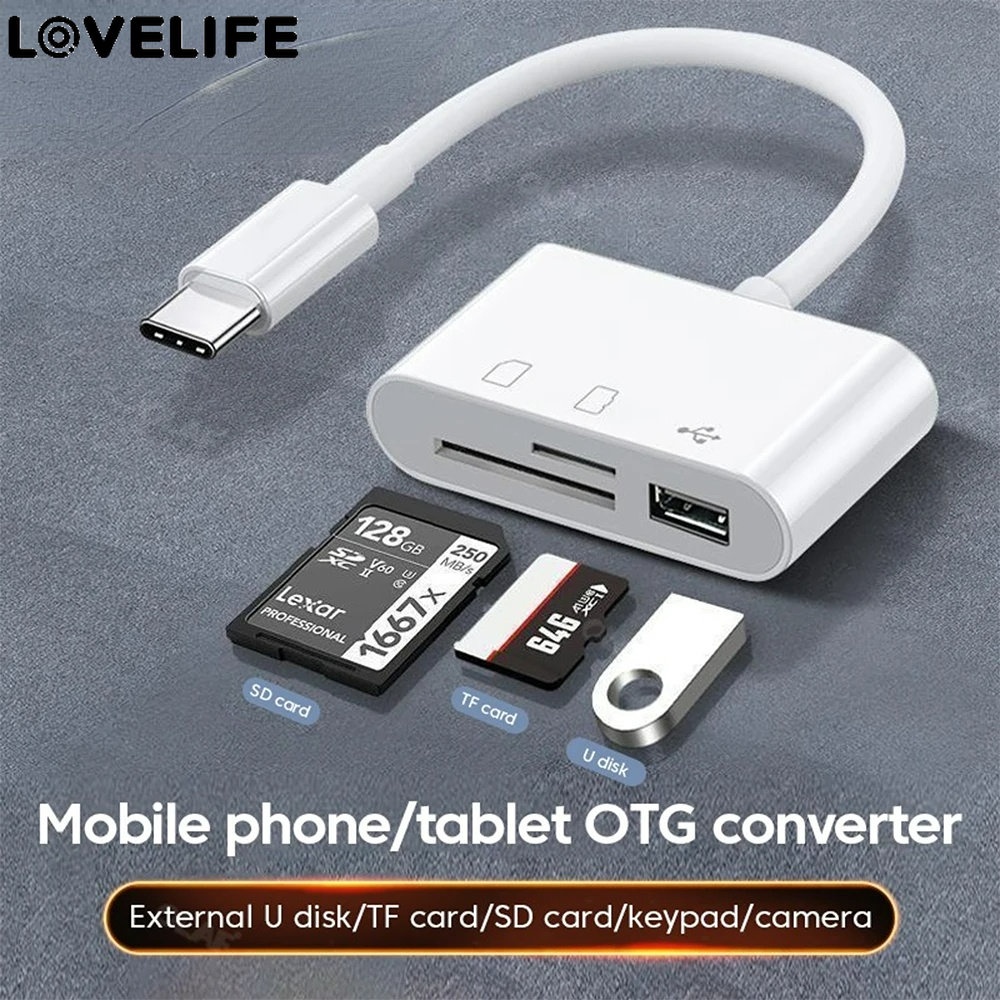 Transfer Data Untuk Huawei USB Type C Cardreader 3in1 Type-C Adapter USB C SD Card Reader Adapter TF SD Memory Card Reader Konektor OTG