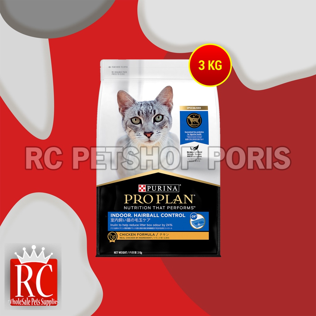 ProPlan Makanan Kucing Indoor Pro Plan Hairball Chicken Ayam 3 Kg