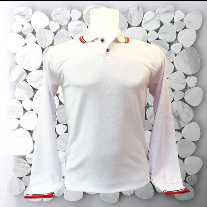 Kaos kerah FO LIST lengan panjang PUTIH / kaos kerah polos lengan panjang FO LIST / kaos kerah serag