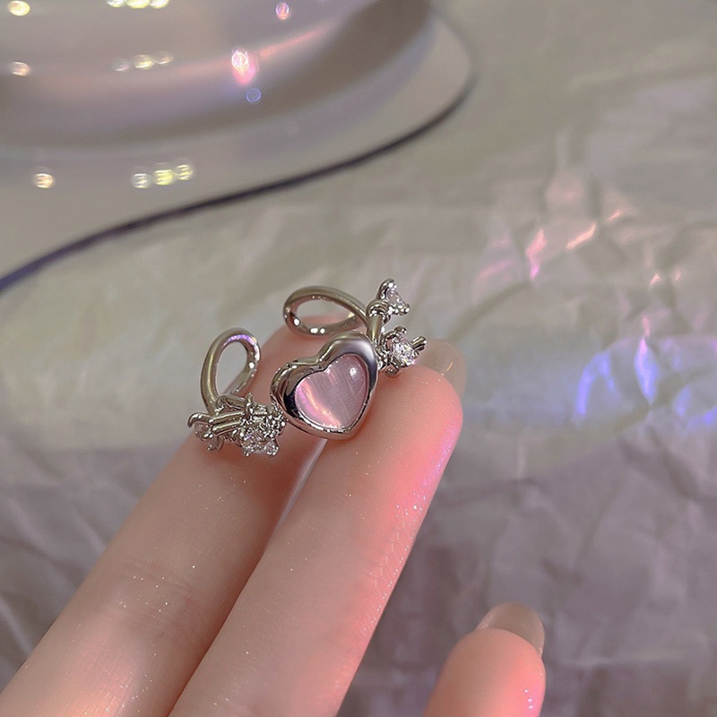 Cincin Pembukaan Geometri Hati Berlian Imitasi Vintage Alloy Untuk Wanita