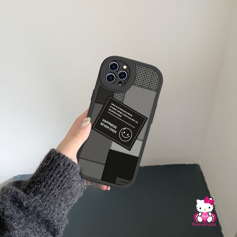 Couple Case Redmi 10C 9T 9 10 9C 10A 9A Note10 8 11 9Pro 9 9s 11s 10s 10Pro 11Pro+8Pro Mi 12 11 Lite 11T PO CO X3 NFC Pro M3 Ins Smiley Lucu Lembut Jahitan TPU Sarung Label Hitam