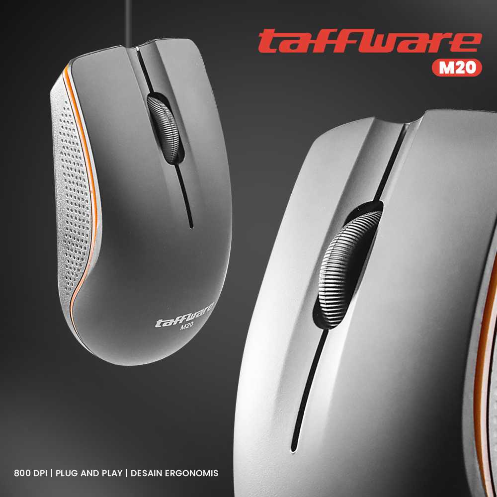 Taffware M20 Mouse Optikal: Akurasi 800 DPI, Desain Ergonomis, dan Plug &amp; Play