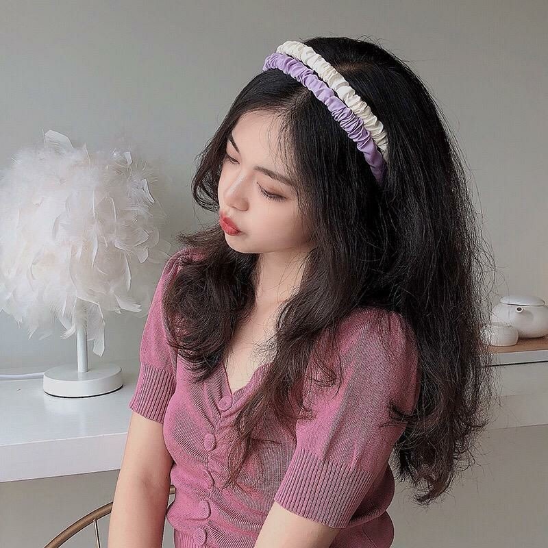 (ACC87) Bando Scrunchie Satin Bando Korea Serut Headband Polos Wanita Bando Serut Wanita