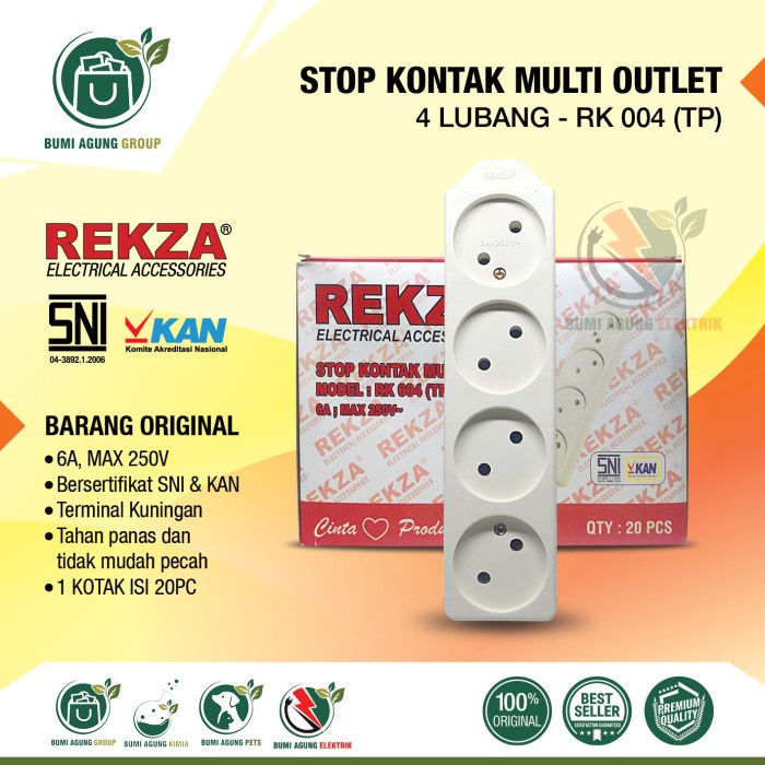 Stop Kontak TIPIS Gepeng 2/3/4 Lubang Lobang REKZA 2 / 3 / 4 SNI HARGA TERMURAH