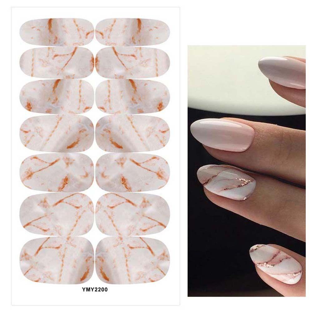 Needway Stiker Kuku Marmer Warna-Warni Fashion Full Cover Nail Tips Marble Halo Dye Self Adhesive Dekorasi Kuku