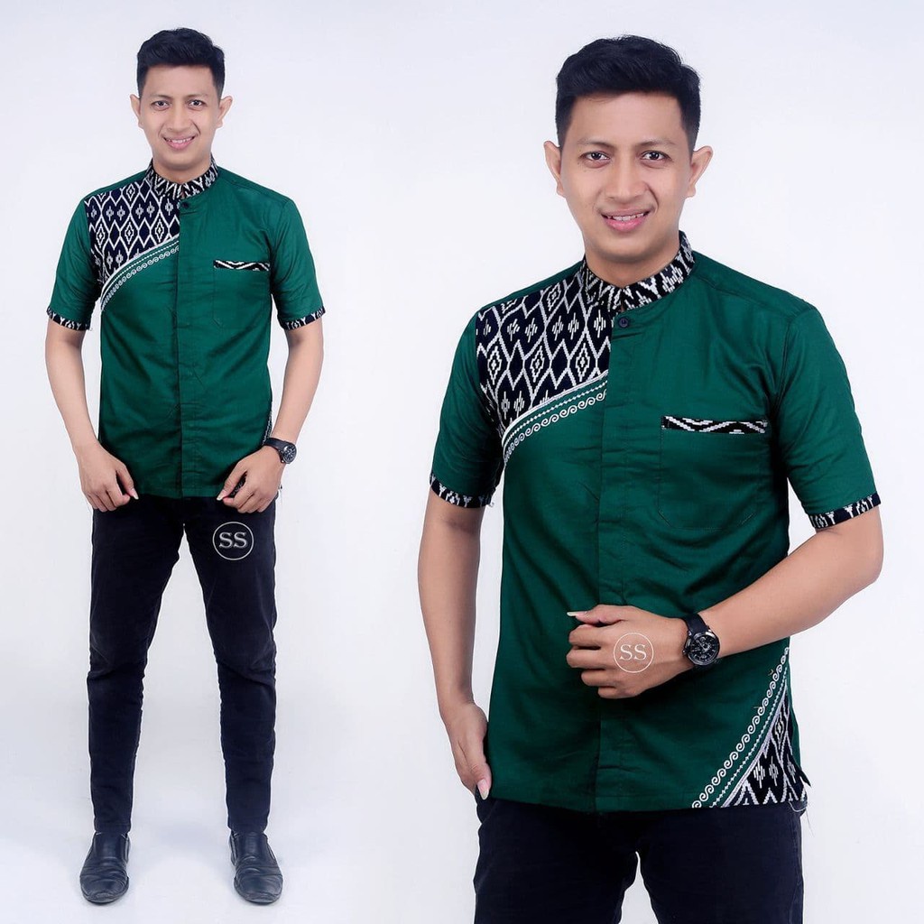 SANSEN.ID KOKO SLEMPANG PENDEK - PAKAIAN MUSLIM PRIA  DEWASA BORDIR