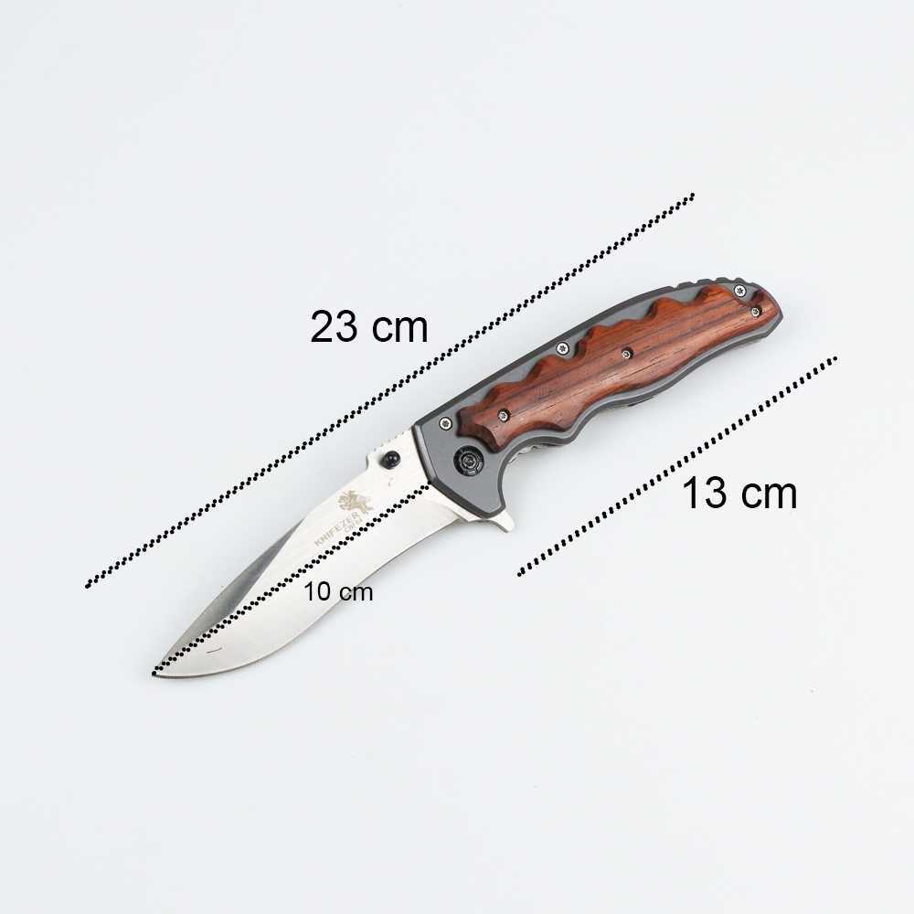 KNIFEZER Blade Pisau Lipat Berburu Survival Knife Wood Handle - CBF64