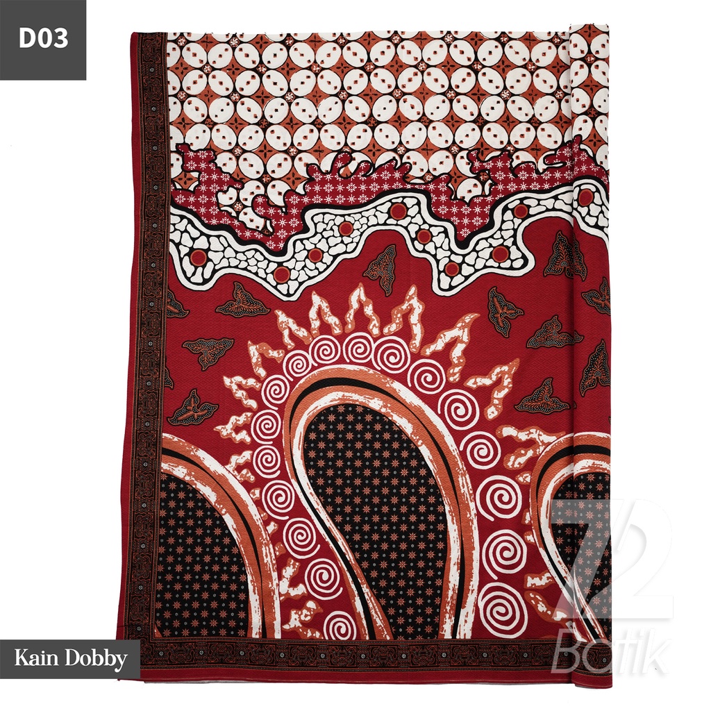 KAIN BATIK PREMIUM Dobby Motif Tiga Negeri Warna Merah 723272 Cap 72 Jarik Jarit Samping Kebat Panjang Batik Dobby Modern Premium Bahan Seragam Batik Pernikahan Kantor Keluarga Murah Kamen Jadi Batik Bali Lembaran