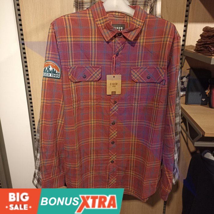 Kemeja Flannel EIGER1989 CASTELLON SHIRT 2.0 91000 7296 Original Cowok Bdg KEREN