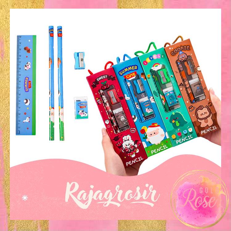 

ℛ - S5689 Stationery Set 5 In 1 / Set Alat Tulis Sekolah 5 in 1 Karakter Lucu / 5Pcs Set Alat Tulis Pensil Motif Kartun Lucu / Alat Tulis Anak Sekolah / Alat Tulis Set Anak