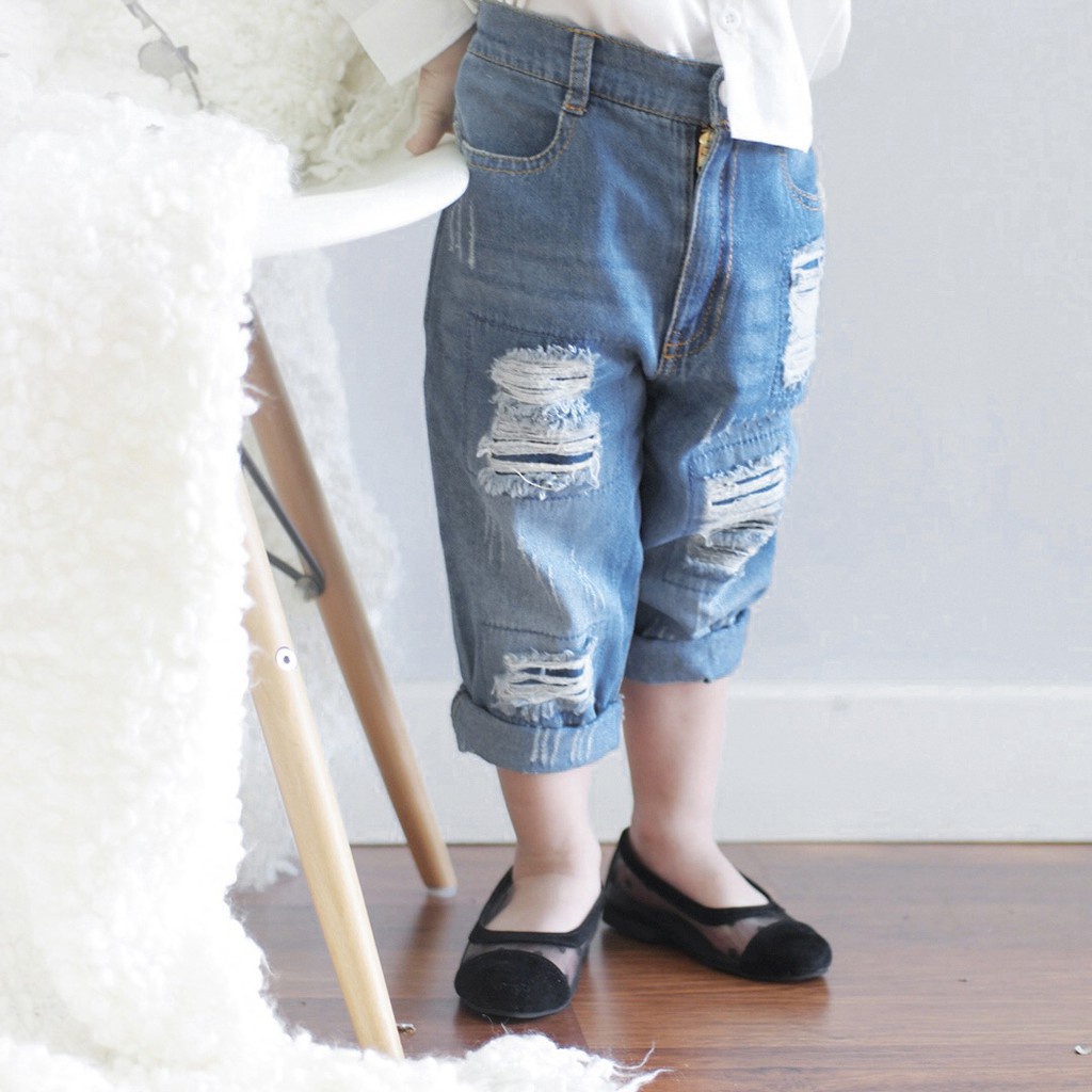 celana jeans sobek anak perempuan / ASH RIPPED JEANS