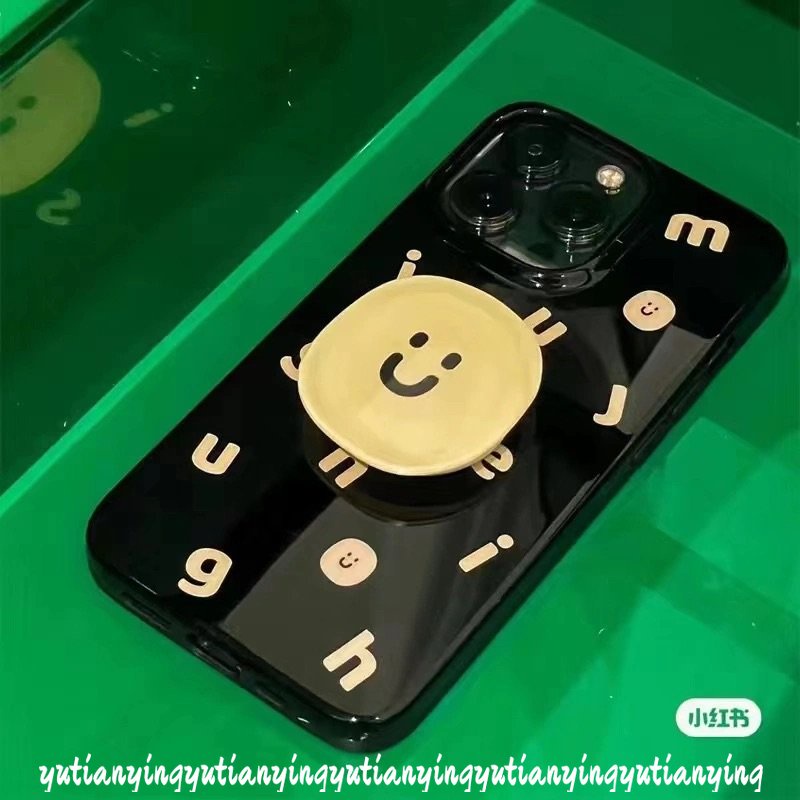 IPHONE Casing Ponsel Kompatibel Untuk Iphone11 14 13 12 Pro Max 7Plus XR X XS Max 87 Plus SE 2020 Smiley Lucu Ins Fashion Alfabet Sederhana Lembut Tpu Glossy Halus Silicon Back Cover