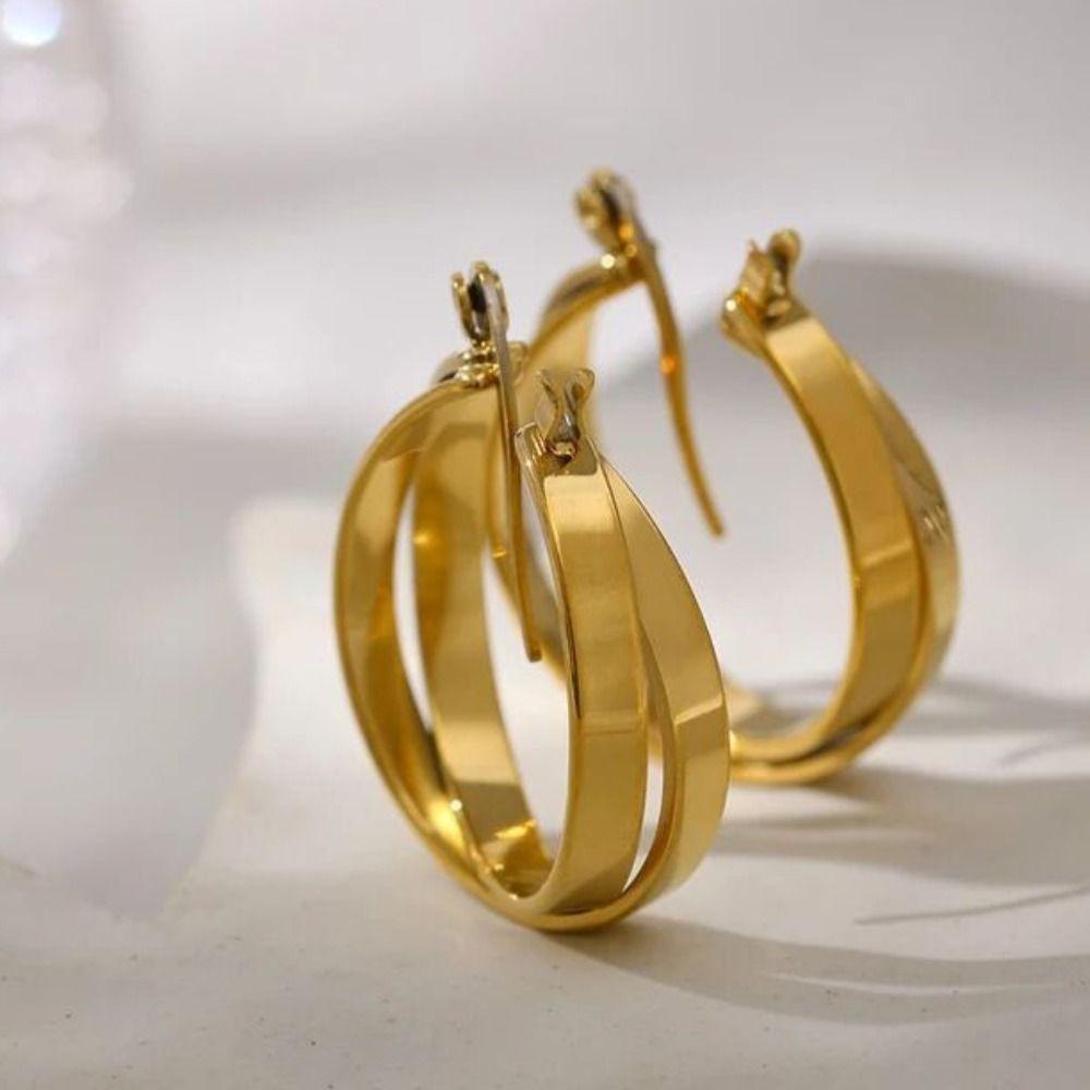 Needway   Anting Hoop Perempuan Temperamen Pernikahan Sederhana Perhiasan Fashion Mewah Gaya Korea Anting Wanita Ear Drop