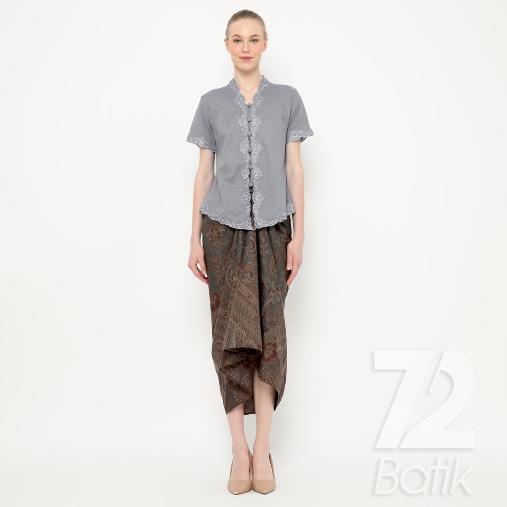 ROK BATIK SPAN Aurora Skirt Lilit Kebaya Instan Modern Wanita Motif Burung Rona Warna Abu Grey Gray 723186 Cap 72 - Rok Batik Lilit Bawahan Skirt Kamen Kebaya Songket Batik Panjang Plisket Span Instan Jadi Bali Lembaran Premium Modern Untuk Wanita