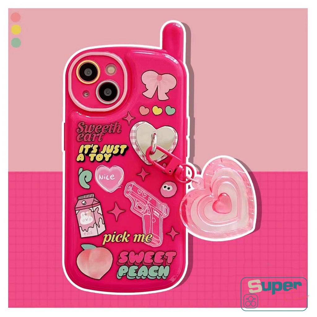 IPHONE Ikatan Simpul Lucu Kelinci Graffiti Soft TPU Case Kompatibel Untuk Iphone8 7 Plus X XR 14 13 11 12 Pro MAX XS MAX SE 2020 Personal Retro Cellular Phone Shape Cover Dengan Liontin Cinta Hati