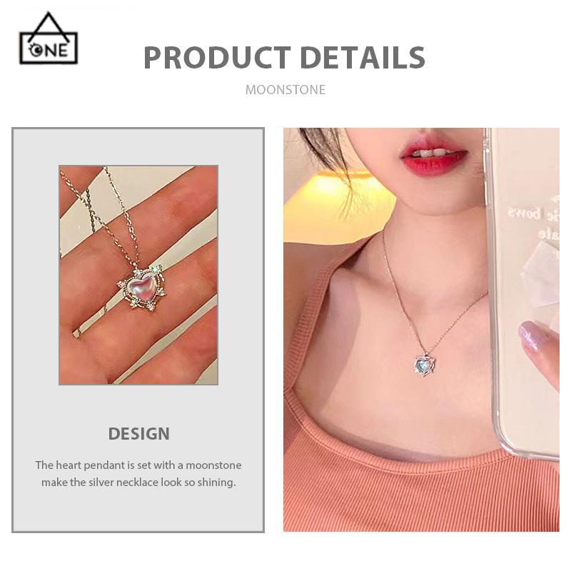 COD❤️Kalung hati yang manis gaya mewah ringan musim panas wanita desain tinggi-A.one