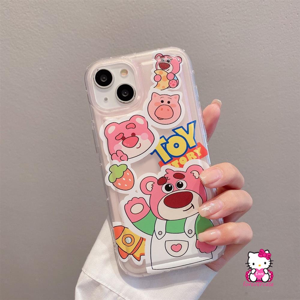 IPHONE Kompatibel Untuk Iphone11 14 13 12 Pro MAX XR 7 8 6 6S Plus X XS MAX Beruang Strawberry Lucu Manyo Kartun Toy Story Buzz Lightyear Alien Silicon TPU Lembut Shockproof Airbag Case