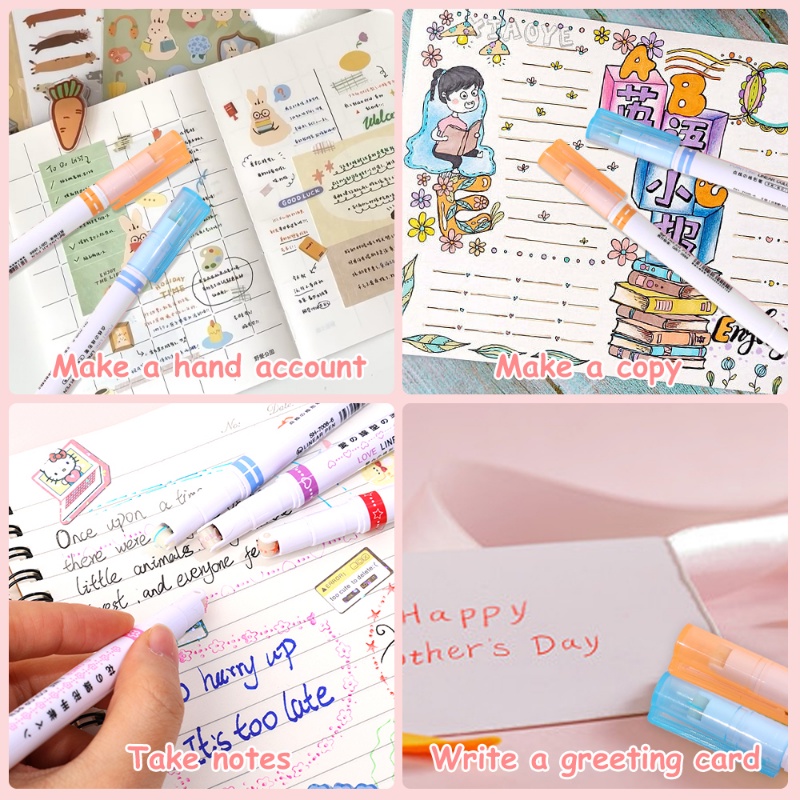 Multi-warna Gambar Curve Pen Notes Lukisan Stabilo Pola Lucu Garis Besar Spidol Cepat Kering Mark Tangan Copy Akun Curve Pen DIY Membuat Kartu Spidol Untuk Mewarnai