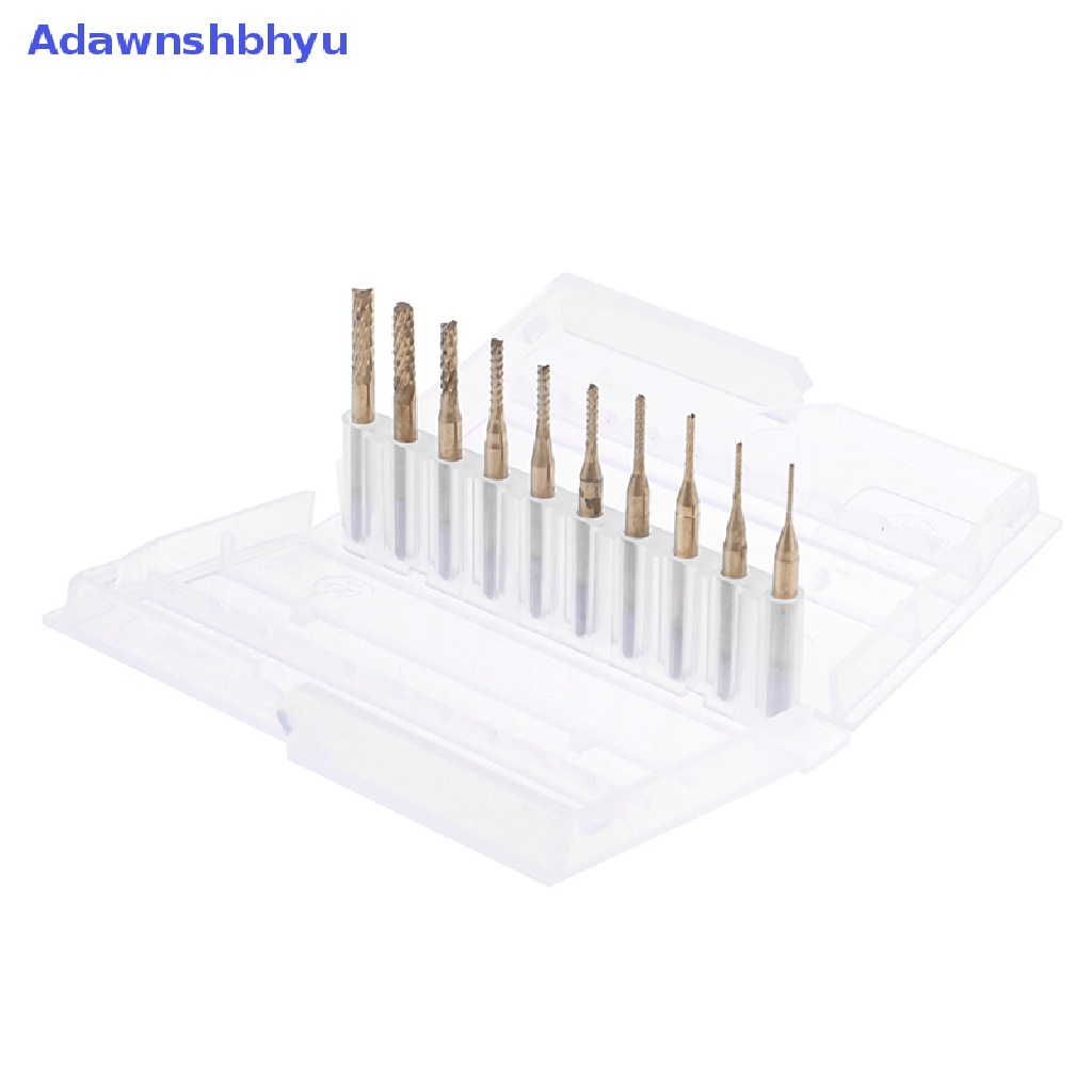 Adhyu 10x1/8 ''0.8-3.175mm Mata Bor PCB Set Engraving Cutter Rotary CNC End Mill ID