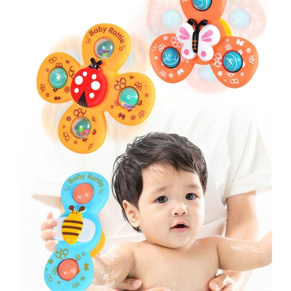 Quinton Suction Cup Spinner Mainan Bayi Mainan Kreatif Fidget Spinner Suction Toys Mainan Mandi Bayi Mainan Mandi Serangga Berputar Spinning Top